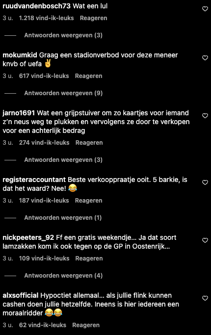 instagram reacties oranje