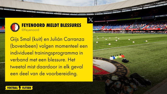 Feyenoord-duo mist deel voorbereiding