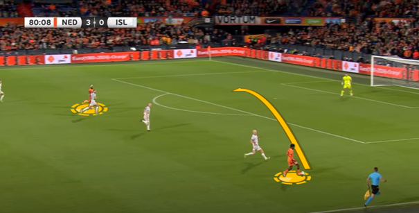 Memphis Depay wordt gevonden door Jeremie Frimpong