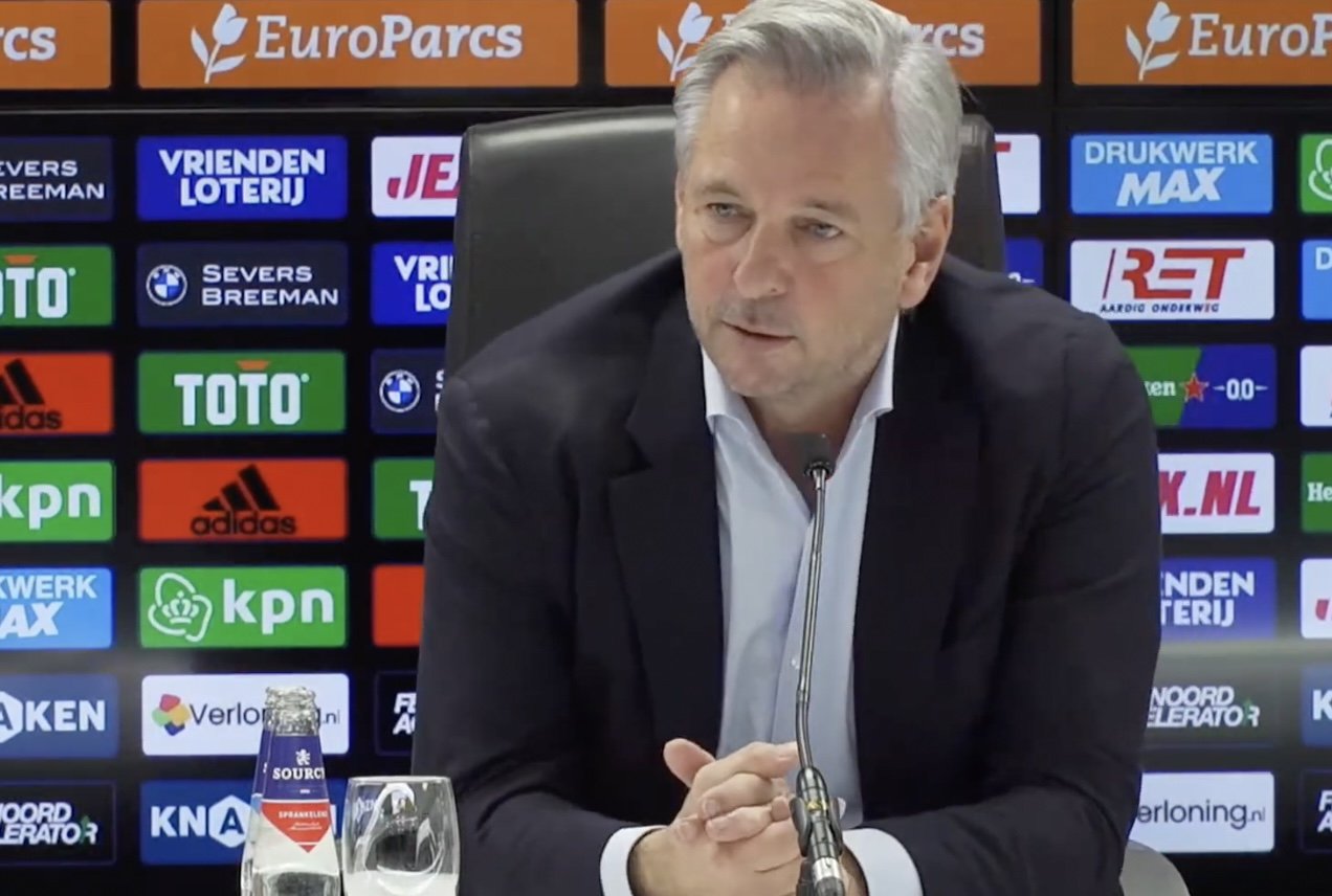 Toon van Bodegom tijdens een bijeenkomst van Feyenoord, waar hij tot 2027 voorzitter is van de raad van commissarissen.