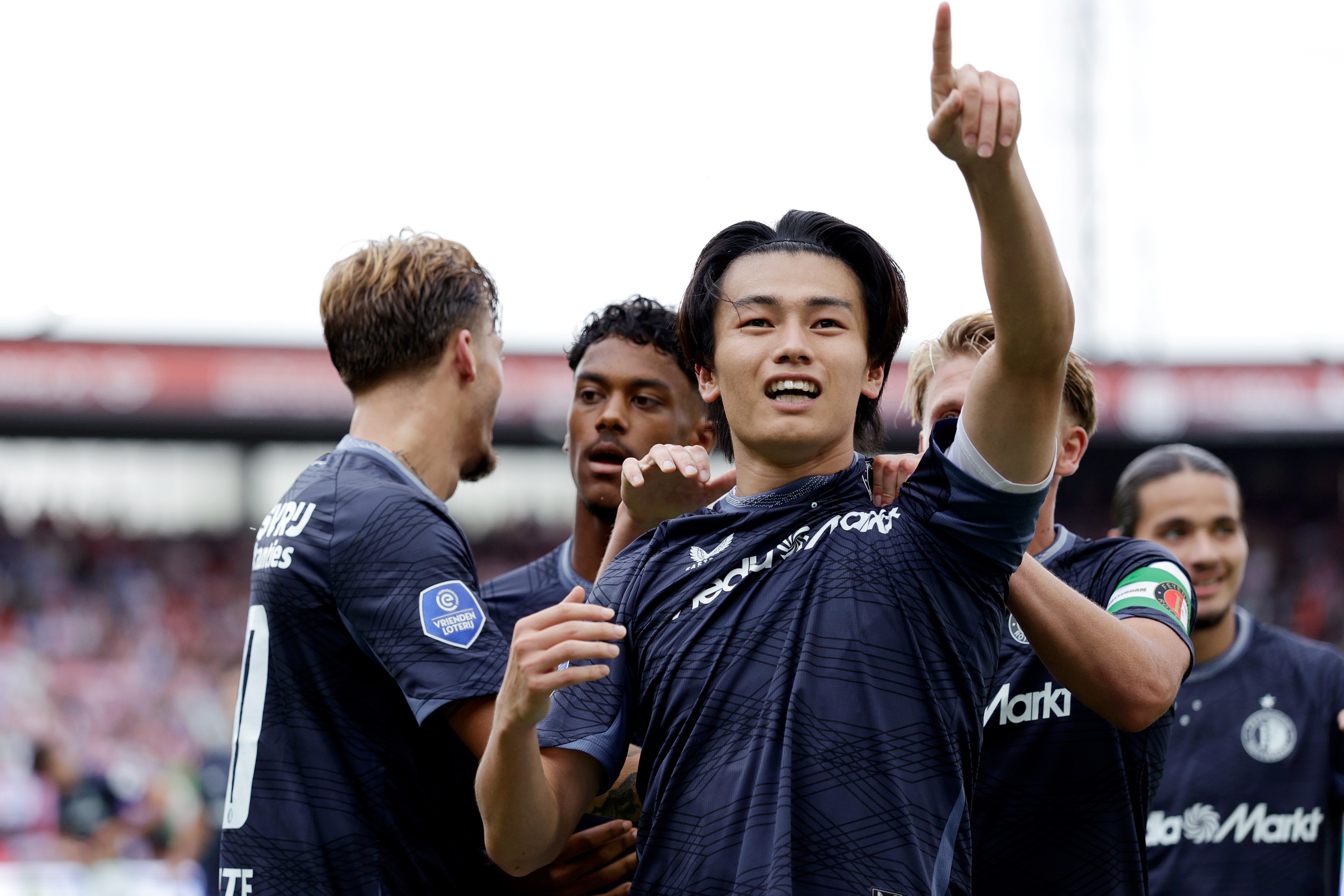 ueda scoort tegen sparta de 0-2 voor feyenoord en is daarmee in elk duel dit seizoen trefzeker geweest in de eredivisie