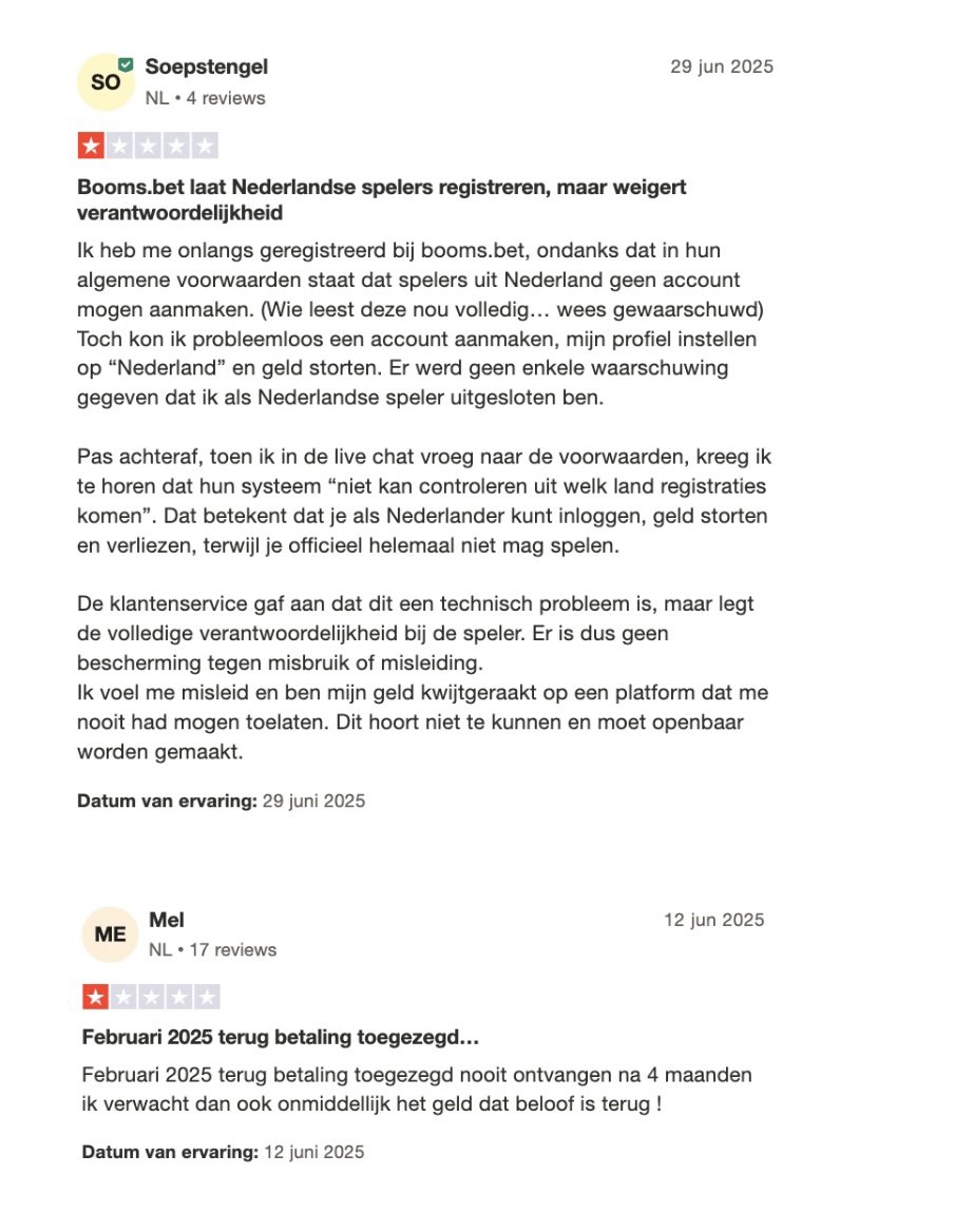 Booms bet ervaringen en reviews
