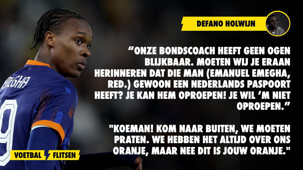"Koeman kom naar buiten", Defano Holwijn daagt bondscoach Ronald Koeman uit.