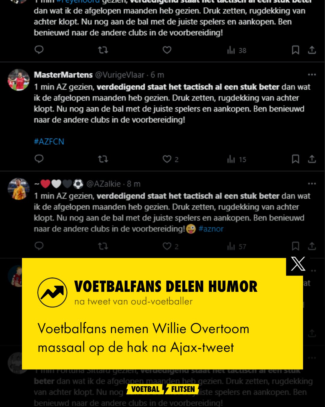 Voetbalfans nemen Willie Overtoom massaal op de hak na tweet