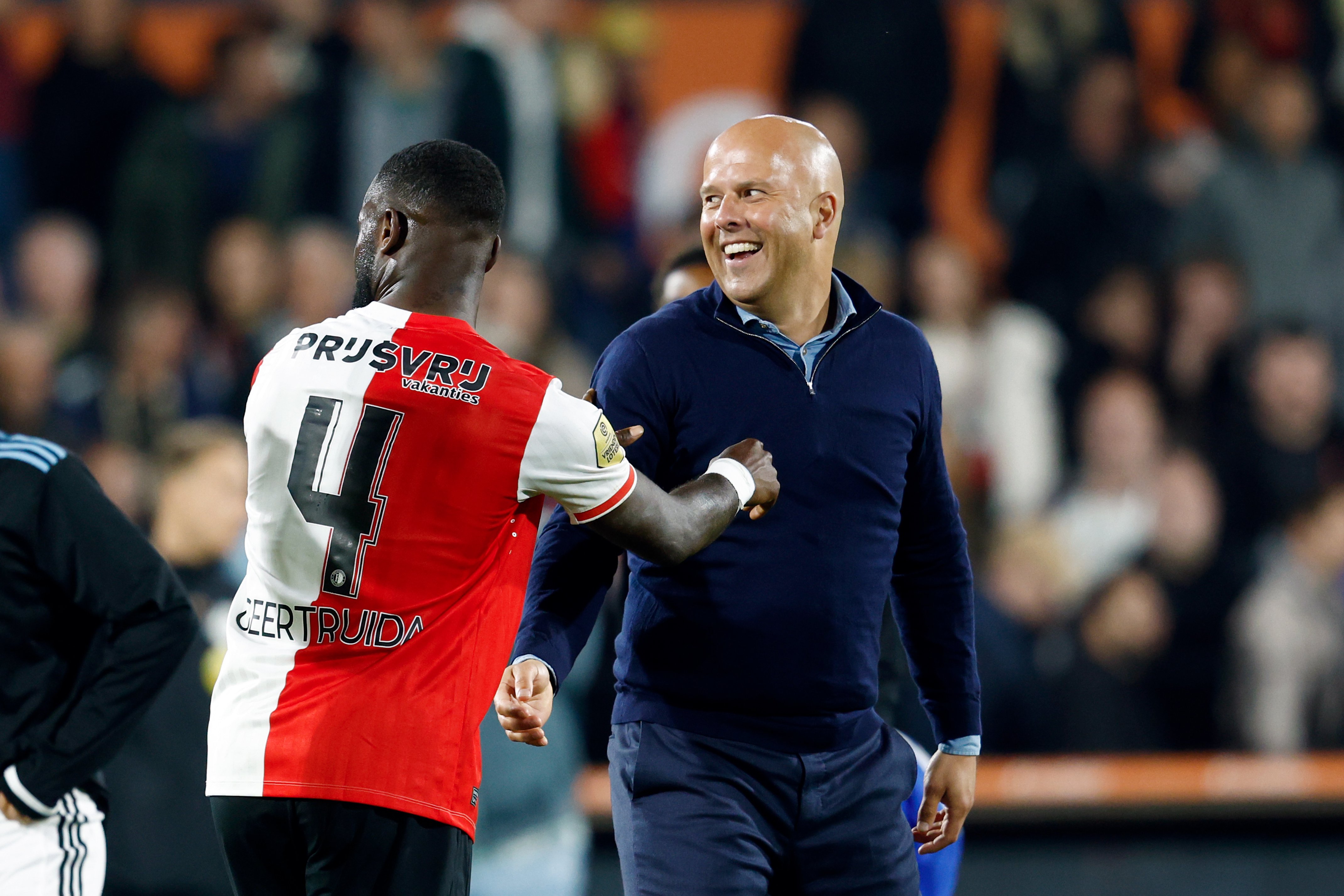 Arne Slot in zijn periode bij Feyenoord met Geertruida. Volgt bij Liverpool een hereniging?