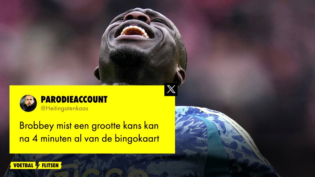 Brobbey mist vroeg in de wedstrijd een grote kans en de bingo-kaarten op X worden direct afgestreept.