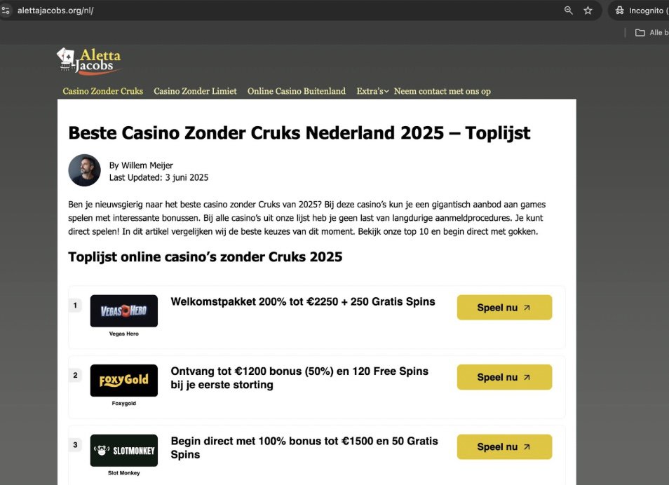 beste casino zonder cruks nederland. aanbieders boomsbet