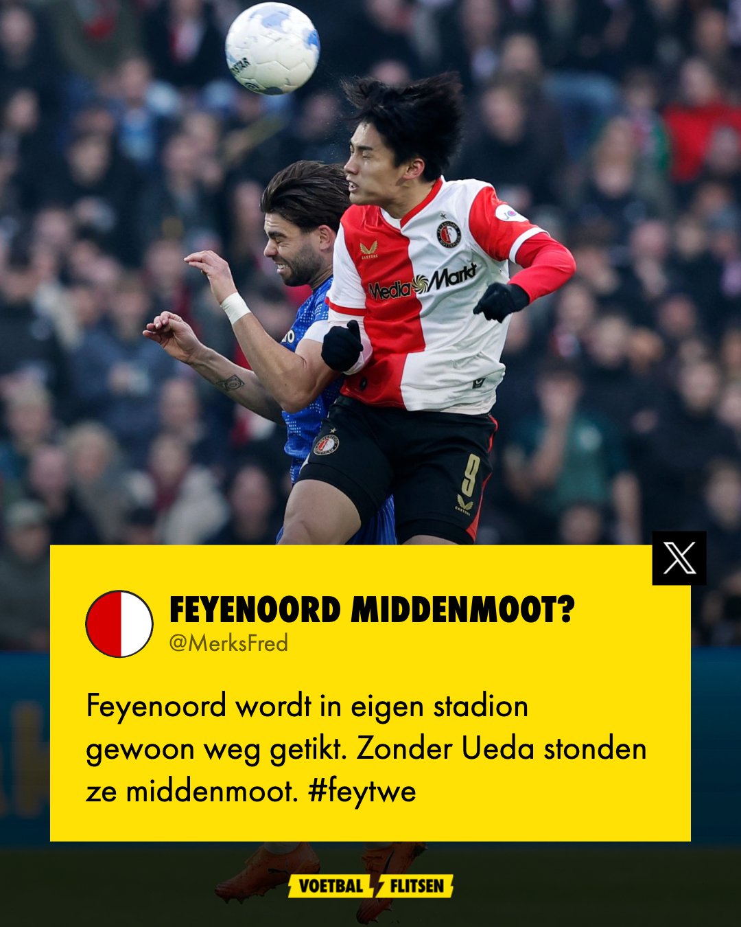 Feyenoord in eigen stadion weggetikt, zonder Ueda stonden ze middelmoot