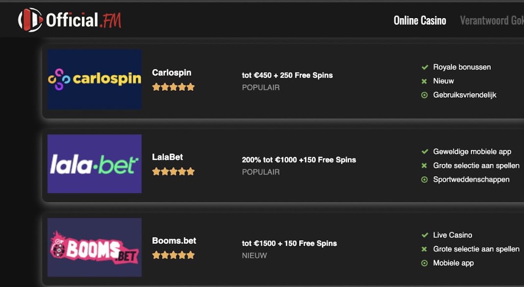 niet vergunde aanbieder boomsbet