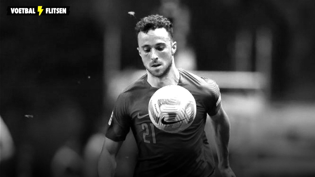 Diogo Jota in actie voor Portugal. De aanvaller overleed onverwacht op 28-jarige leeftijd.