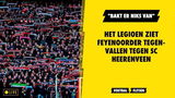 De supporters van Feyenoord zien dat Santiago Giménez niet zijn dag heeft tegen SC Heerenveen.