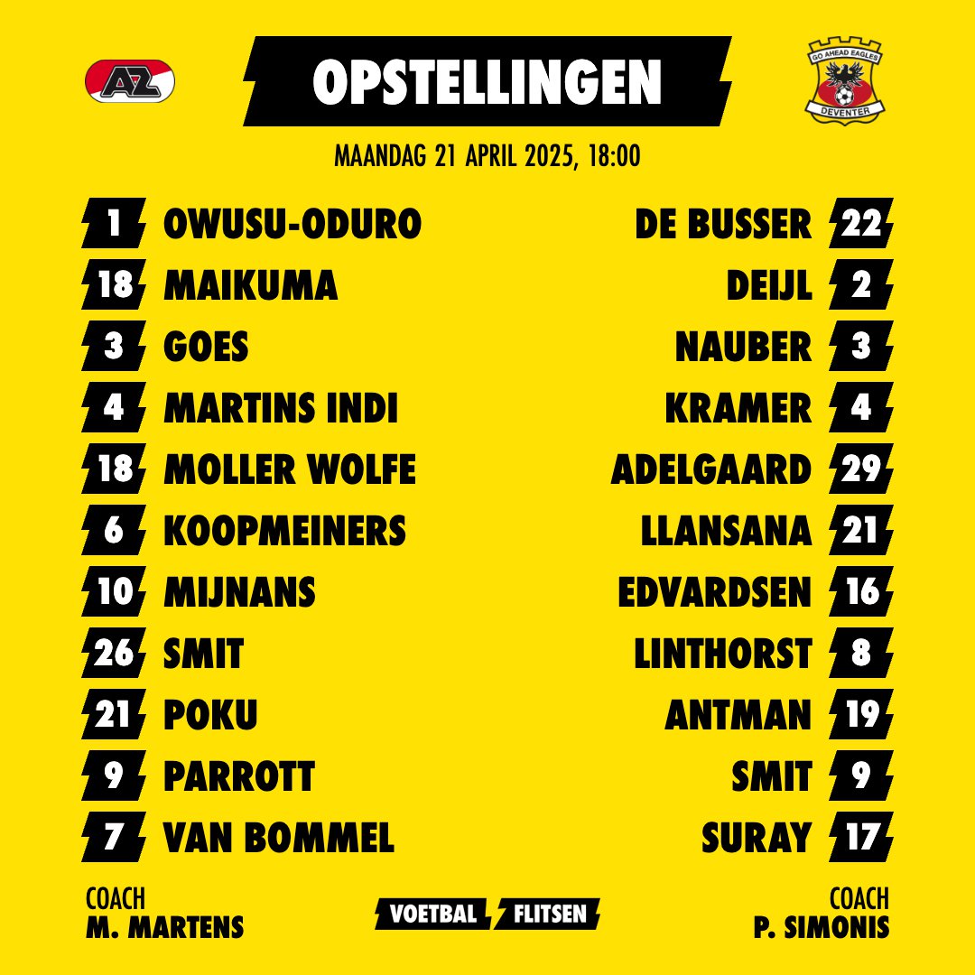 OPSTELLINGEN: Geen Jordy Clasie in bekerfinale